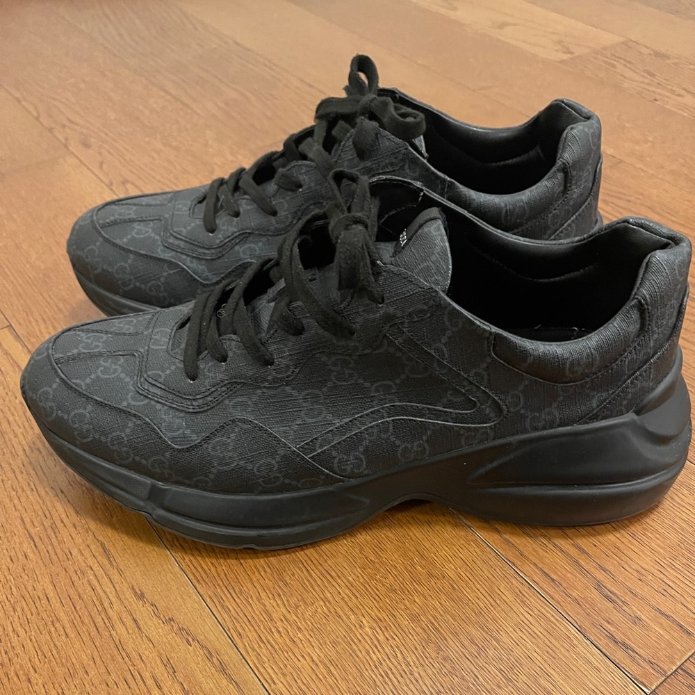 Gucci Black Rython Monogram Sneakers